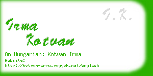 irma kotvan business card